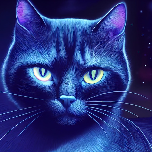 Schattige dieren kleine mooie blauwe kat portret van een scheutje aquarel illustratie