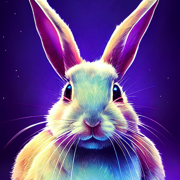 Schattige dieren kleine mooie kleurrijke konijn portret van een scheutje aquarel illustratie