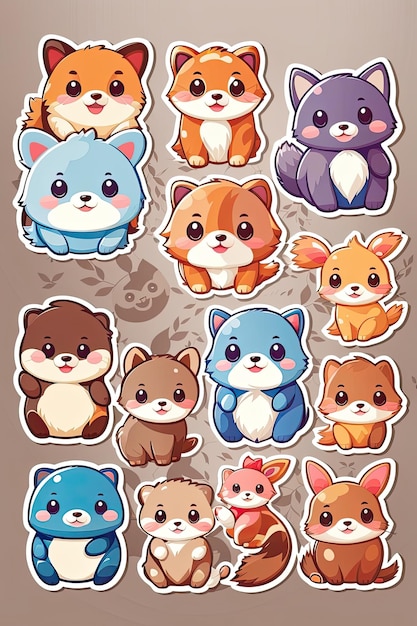 Schattige dieren sticker