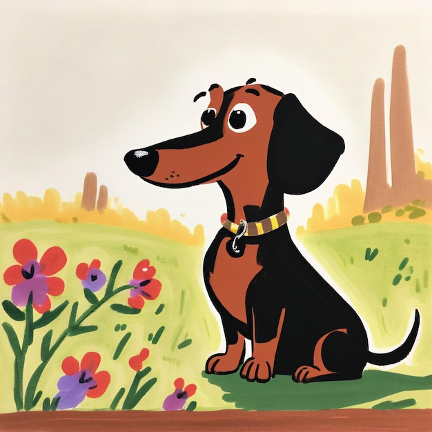 Foto schattige dieren vector illustratie kind tekenen dachshund hond