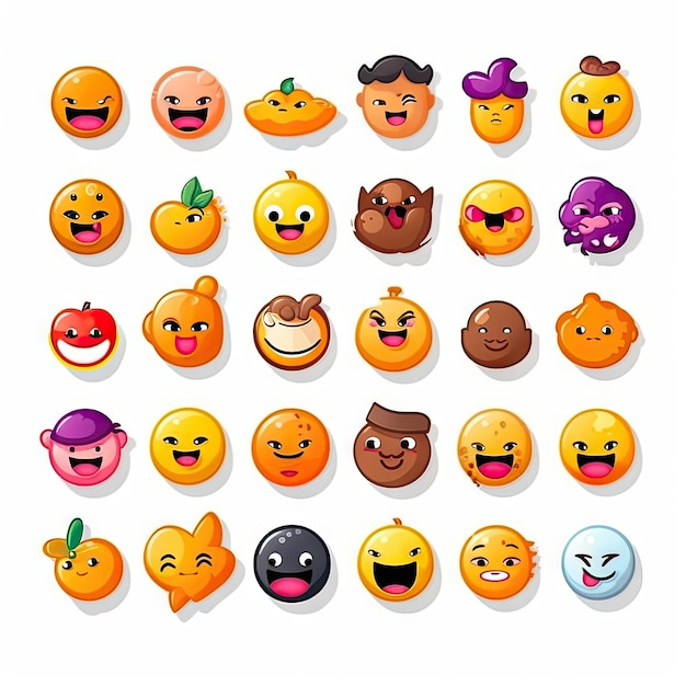 schattige emoji-stickers op witte achtergrond