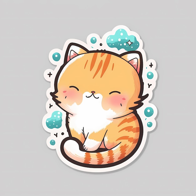 schattige en schattige kawaii kat Sticker ontwerp illustratie