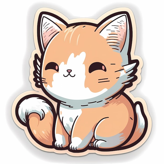 Foto schattige en schattige kawaii kat sticker ontwerp illustratie