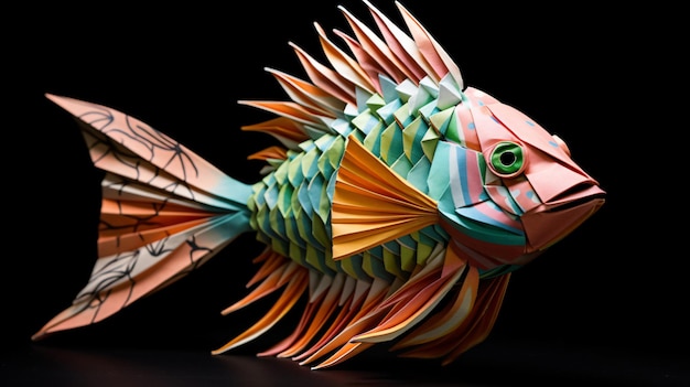 Schattige exotische vis papieren sculptuur origami