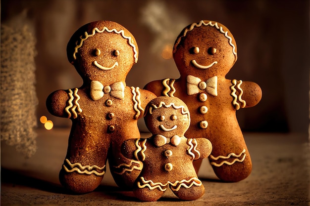 Schattige familie peperkoek mannen kerstversiering