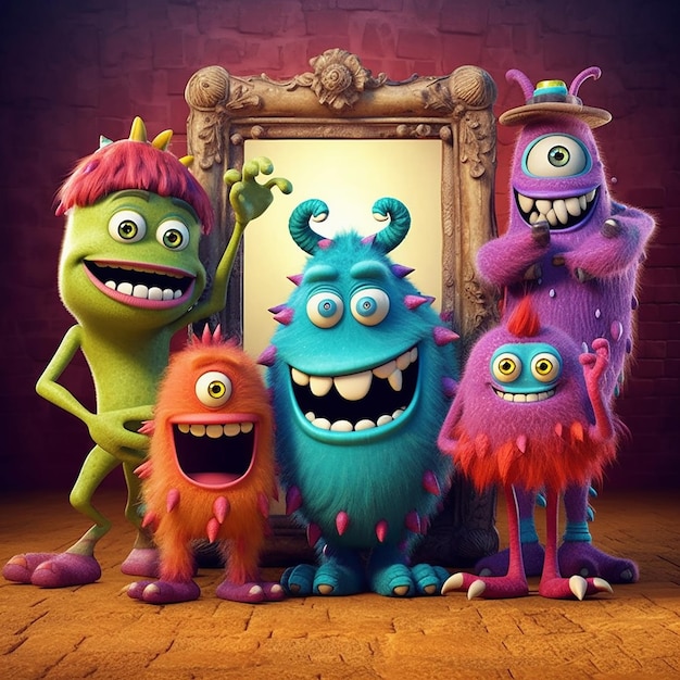 schattige geanimeerde monsters verschillende cartoonvormen