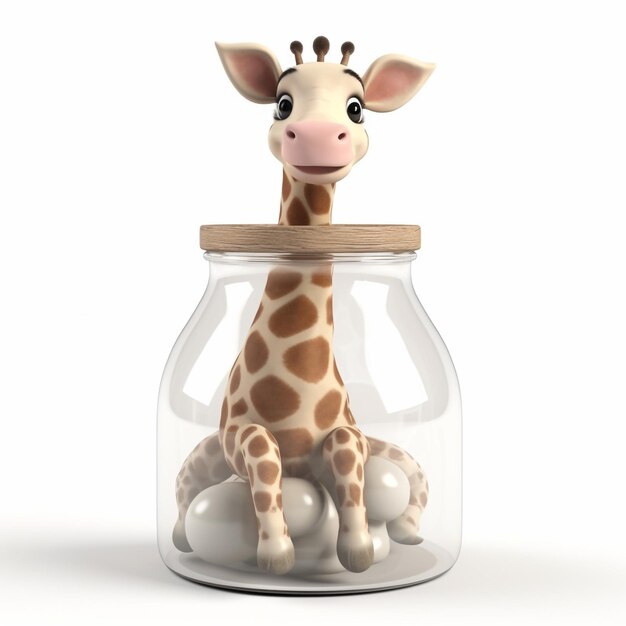 Foto schattige giraffe in een pot 3d render