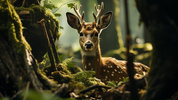 Schattige herten verstopt in de weide