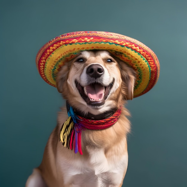 Schattige hond met Mexicaanse sombrero hoed Cinco De Mayo mode