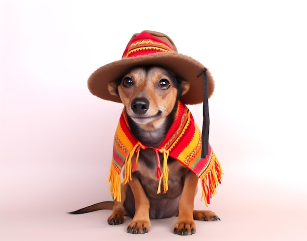 Schattige hond met Mexicaanse sombrero hoed Cinco De Mayo mode