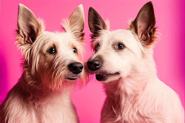 Schattige honden verliefd portret Valentijnsdag Generatieve AI-illustratie