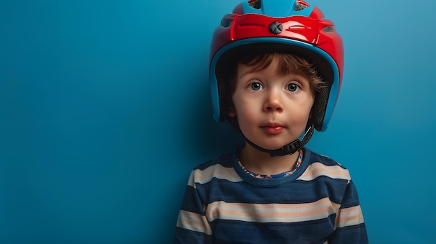 schattige jongen met een helm in het hoofd een over solide achtergrond