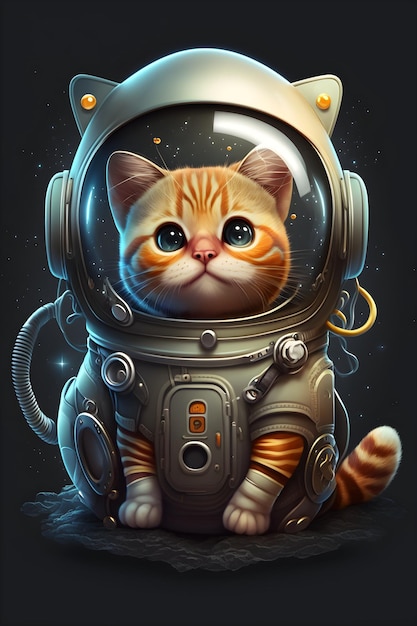 schattige kat astronaut