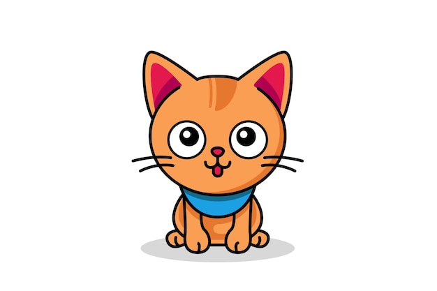 Schattige kat clipart vectorillustratie Cartoon kitten pictogram en logo Leuke kitty sticker design element trendy print afbeelding
