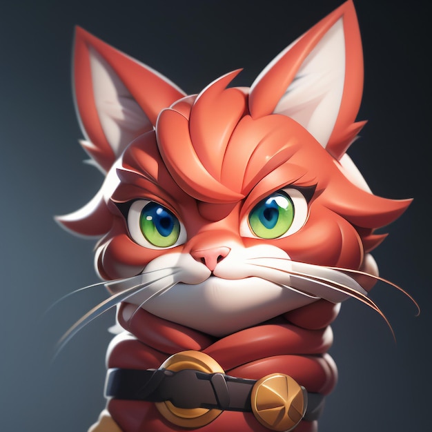 Schattige kat hoofd portret cartoon animatie 3D illustratie wallpaper schattige kat afbeelding