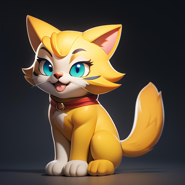 Schattige kat hoofd portret cartoon animatie 3D illustratie wallpaper schattige kat afbeelding