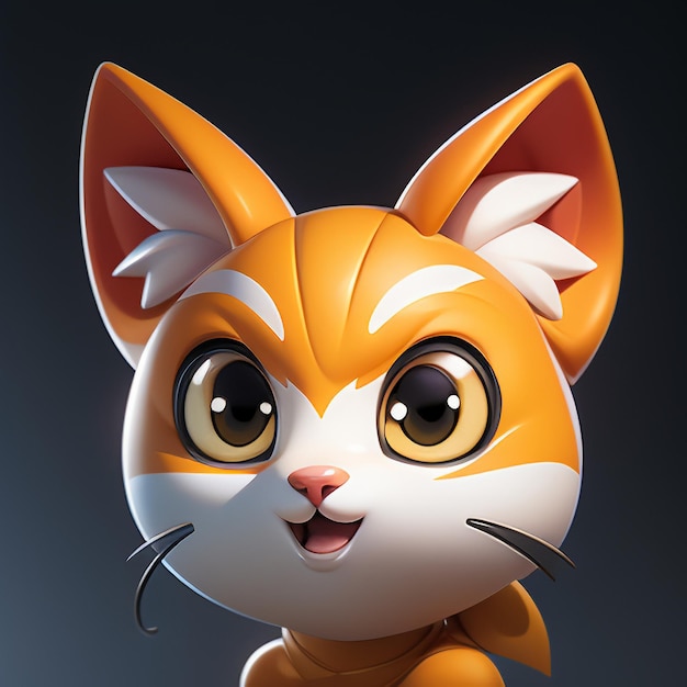 Schattige kat hoofd portret cartoon animatie 3D illustratie wallpaper schattige kat afbeelding