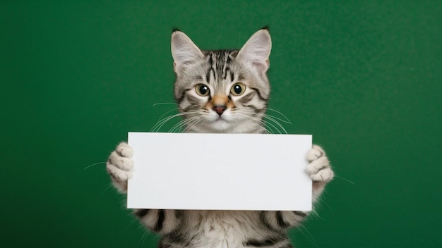 schattige kat met een bord voor gebruik op sociale media
