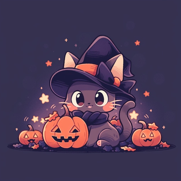 schattige kat met halloween
