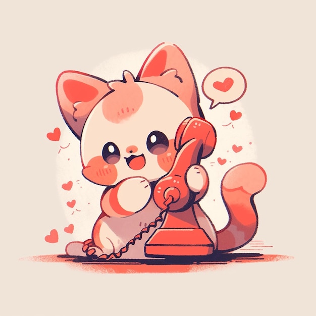 schattige kat met telefoon