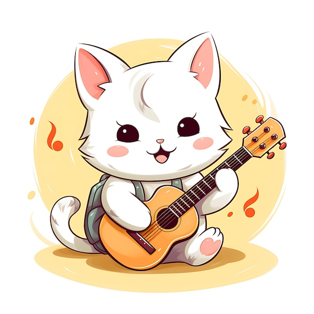 schattige kat muziek konijn icoon schattige kawaii sarana personage in de stijl van wit en amber