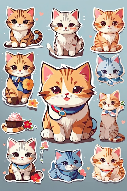 schattige katten cartoon sticker