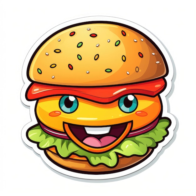 schattige kawaii hamburgersticker