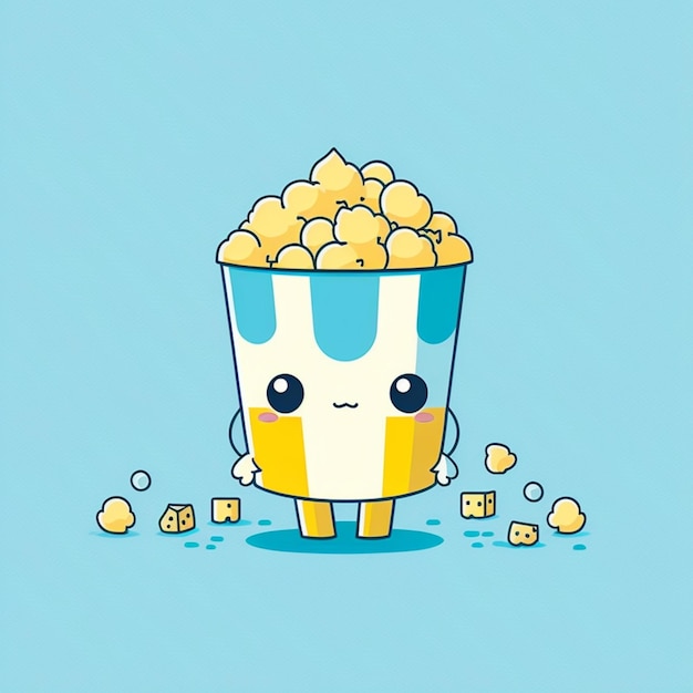 schattige kawaii popcorn vectorillustratie