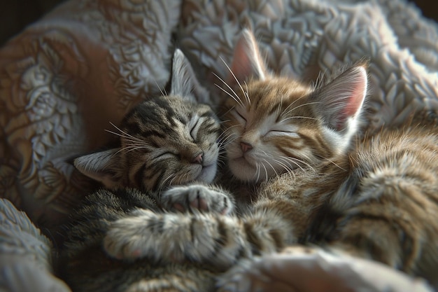 Schattige kittens die elkaar knuffelen.