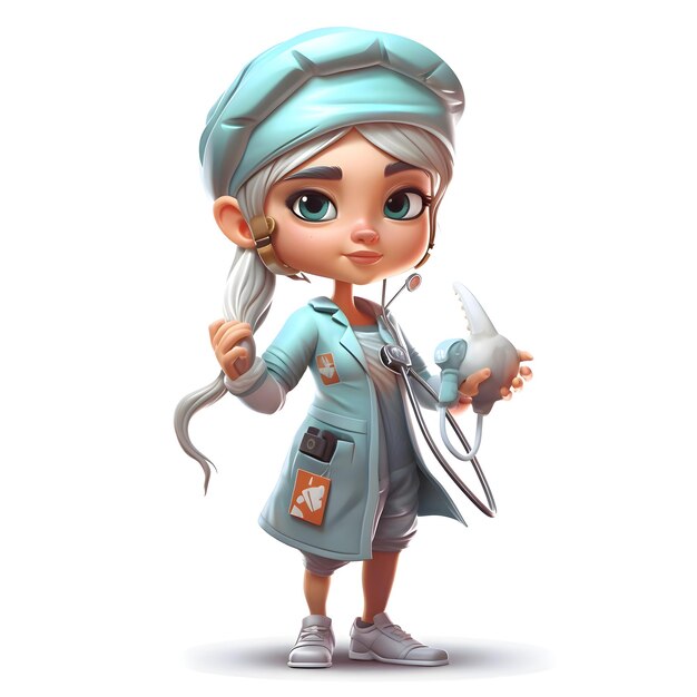 Schattige kleine dokter met stethoscope3d-rendering