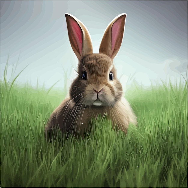 Schattige kleine konijn voor Pasen voorjaarsvakantie Vector voorjaarsvakantie Pasen landschap Wildlife forest park weide