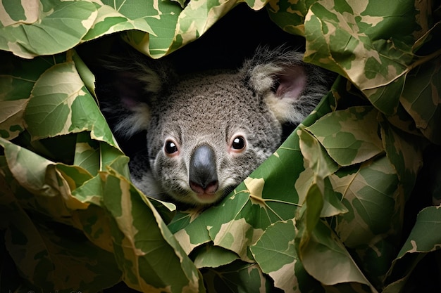 Schattige koala's in hun eucalyptusschuilplaats Generative van Ai