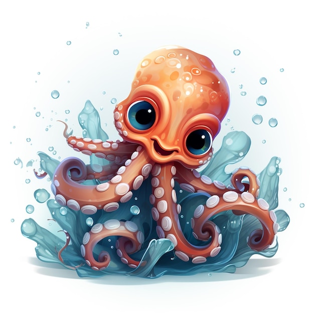 Foto schattige octopus cartoon zwemt