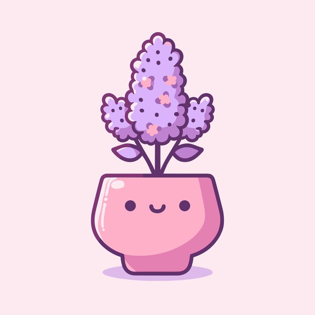 Schattige paarse hyacint in een smiley bloempot Vector illustratie kawaii schattig plant icoon