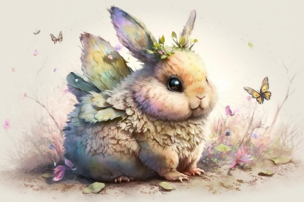 Schattige paashaas in Fairy Style AI generatieve illustratie