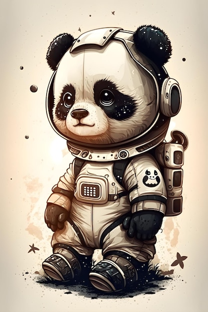 schattige panda-astronaut