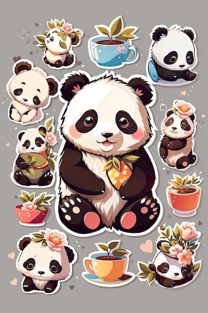 schattige panda cartoon sticker