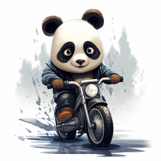 schattige panda die op een motorfiets cartoon-ontwerp rijdt