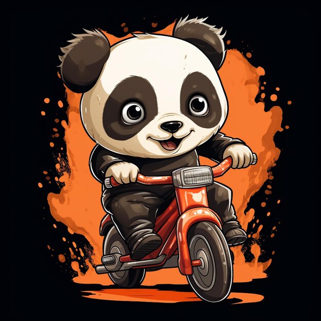 schattige panda die op een motorfiets cartoon-ontwerp rijdt