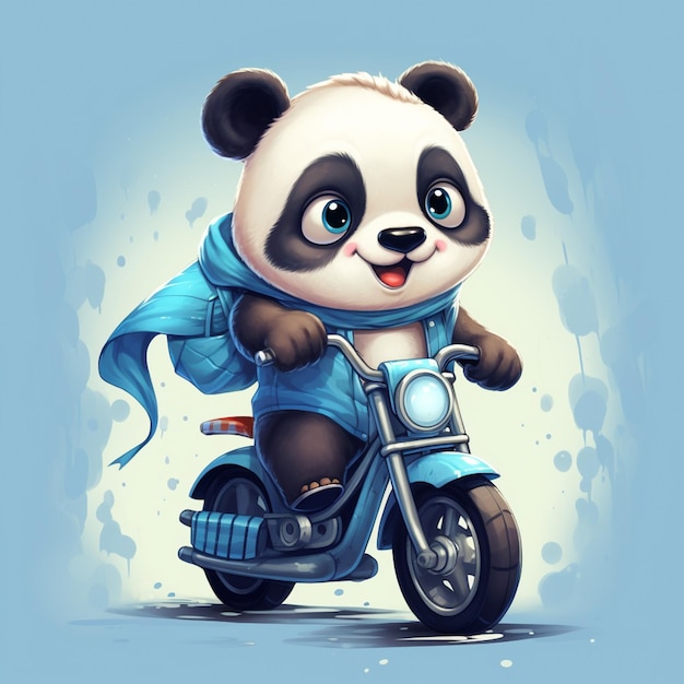 schattige panda die op een motorfiets cartoon-ontwerp rijdt
