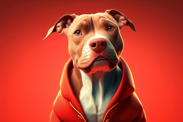 schattige pitbull in realistische cartoon 3D-schetsstijl