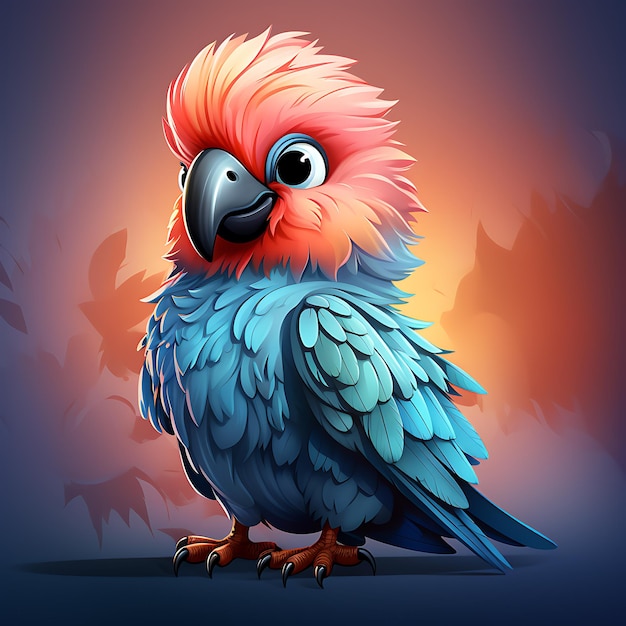 schattige pluche papegaai effen kleur achtergrond