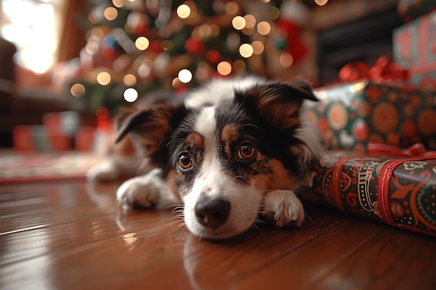 schattige puppy christmas achtergrond