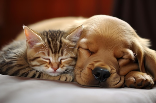 Schattige puppy en kitten generatieve AI