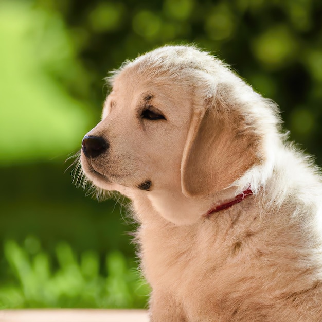 schattige puppy hondje met groen gras bokeh achtergrond premium foto