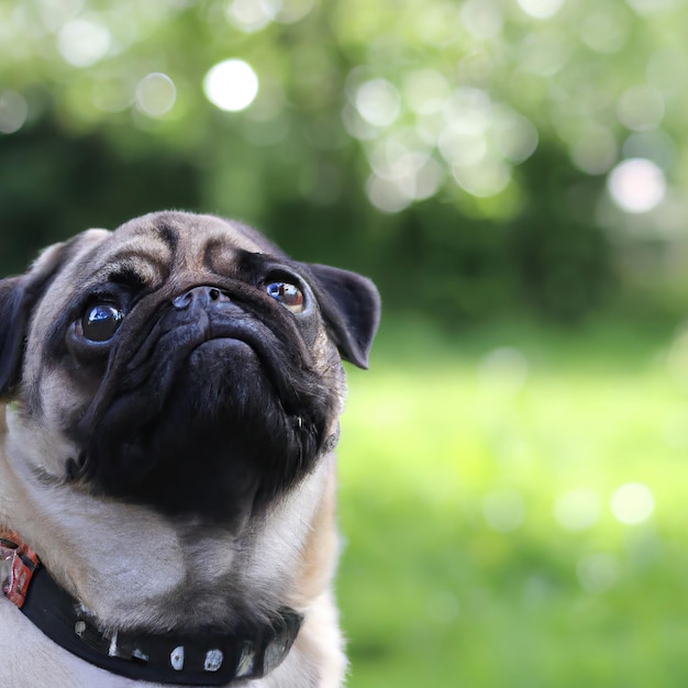 schattige puppy hondje met groen gras bokeh achtergrond premium foto