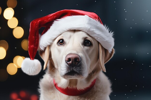 Schattige puppy met een kerstmuts die in de kerstsfeer komt Generatieve AI
