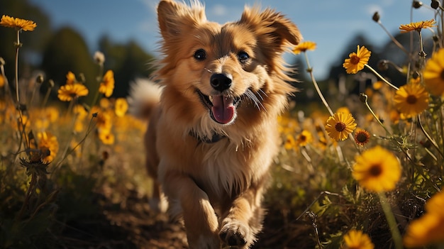 schattige puppy spelen in een grasveld