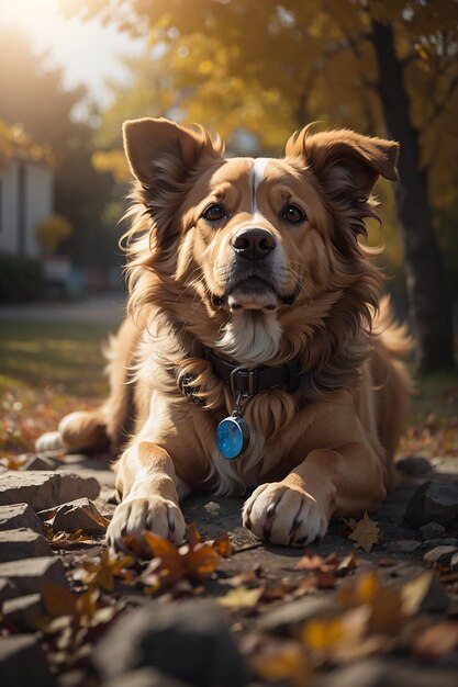 Schattige rasechte puppy buiten spelen in zomerzonlicht