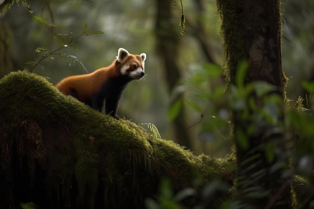 Schattige rode panda in het Himalaya-bos